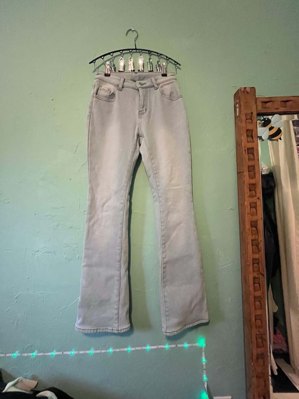 Shein fleece lined Light Blue High Rise Flare Jeans Size 36